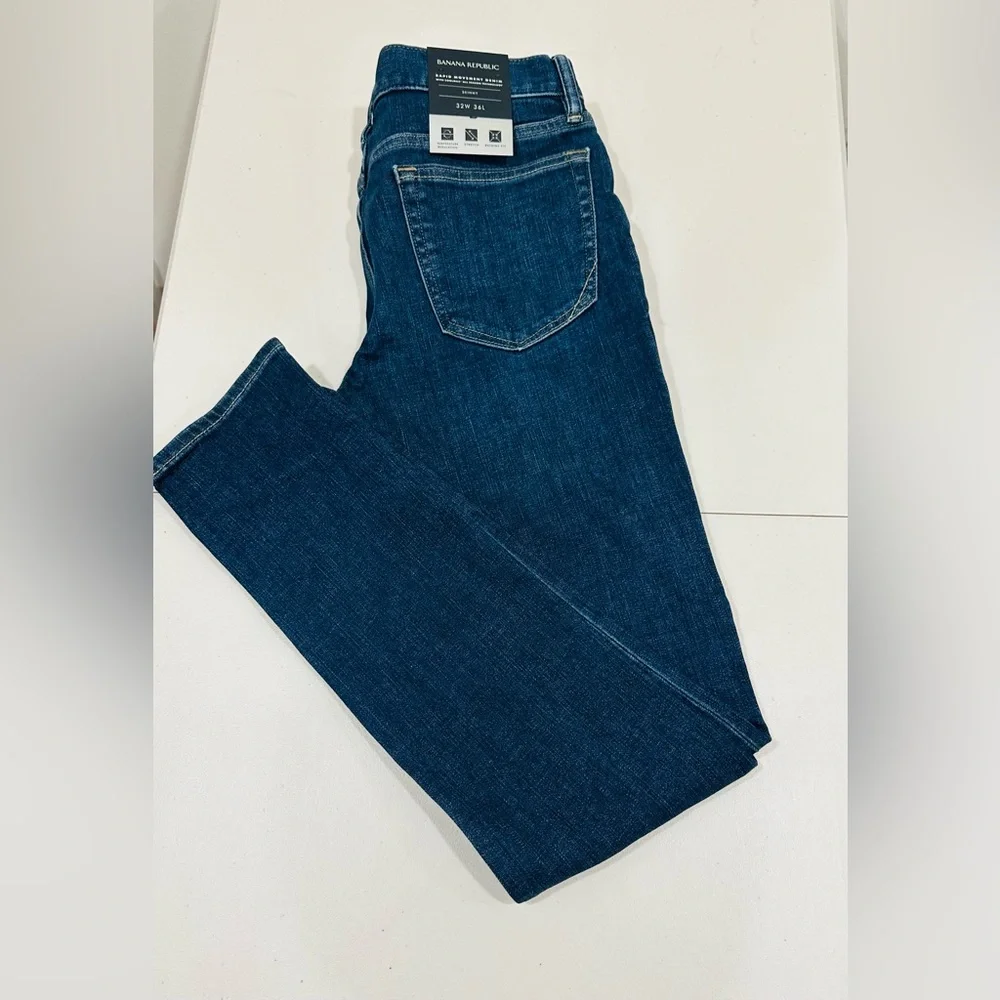 NWT‎ Banana Republic Mens Skinny Fit Blue Jeans Size 32W 36 L